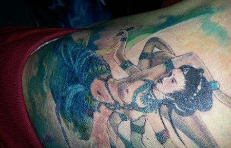 腰部敦煌飞天纹身图案