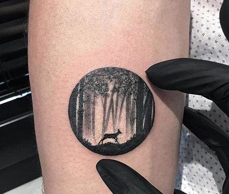 手臂森林圆形纹身图片