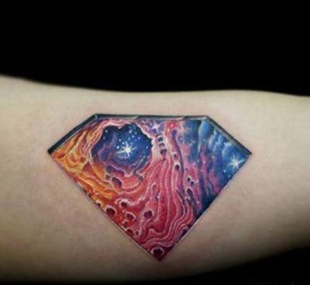 手臂钻石形状宇宙纹身图片
