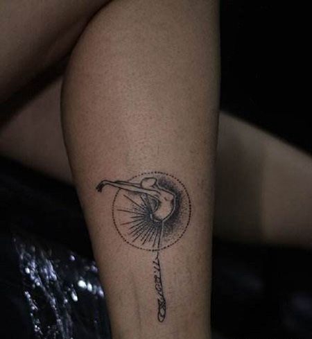 小腿创意芭蕾舞纹身图案