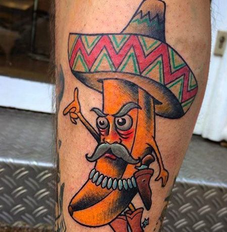 小腿卡通香蕉纹身图案