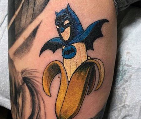 小腿香蕉蝙蝠侠纹身图案