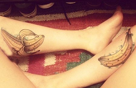 闺蜜小腿香蕉纹身图案