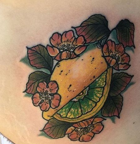 腰部柠檬纹身图案