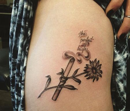 大腿香烟纹身图案