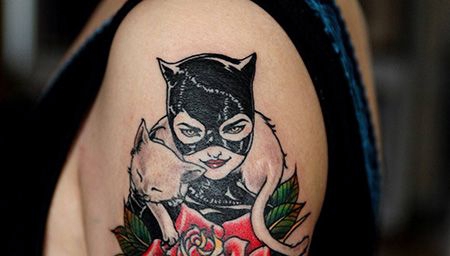 大臂猫女纹身图案