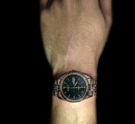 手腕写实手表纹身图案
