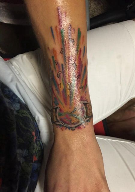 手臂创意彩绘手表纹身图案