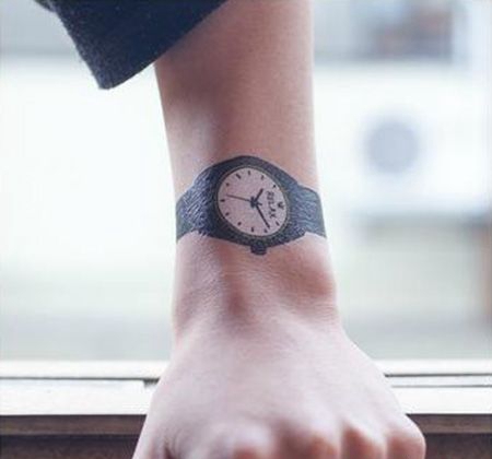 手腕个性的手表纹身图案