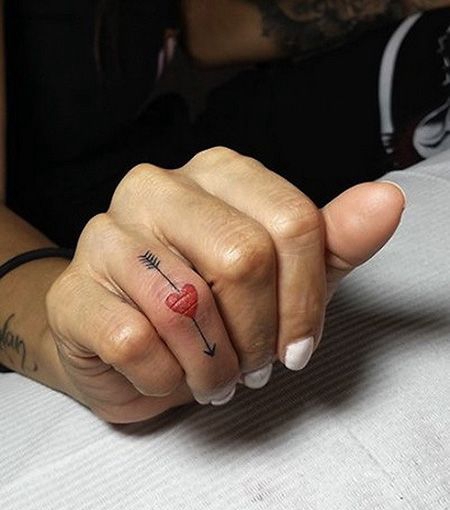 手指穿心箭头纹身图案