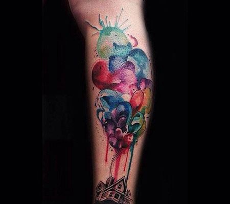 手臂好看的飞屋环游记纹身图案