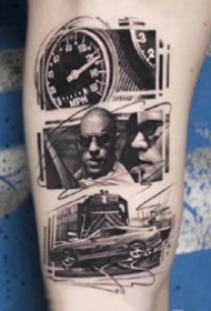 手臂上的肖像黑白纹身图案欣赏