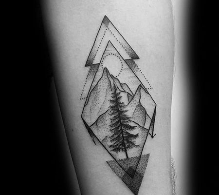 手臂创意菱形山脉纹身图案