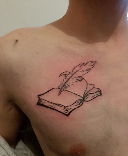 男士胸前书本纹身图案