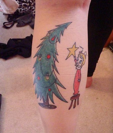 小腿圣诞树纹身图案缩略频道推荐图