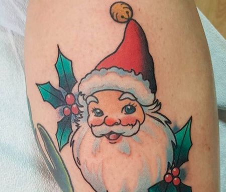 小腿圣诞老人纹身图片