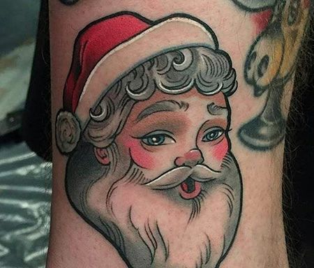 脚踝卡通圣诞老人纹身图案