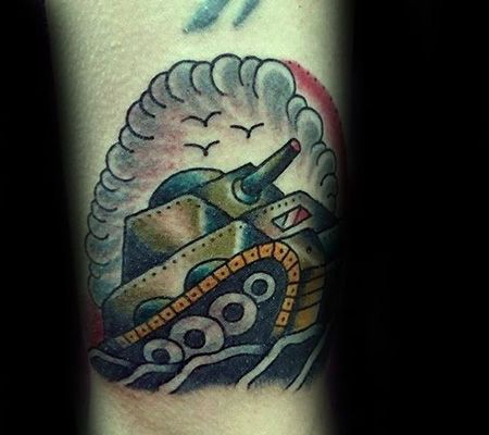 手腕卡通坦克纹身图片