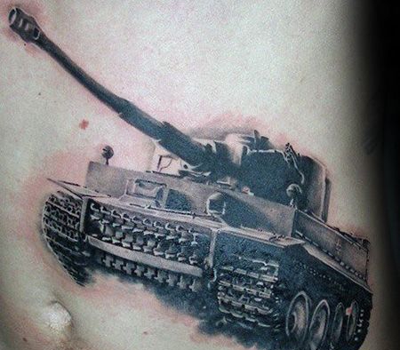 腹部坦克纹身图案