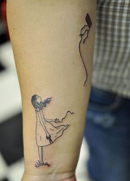 手臂断了线的风筝纹身图案