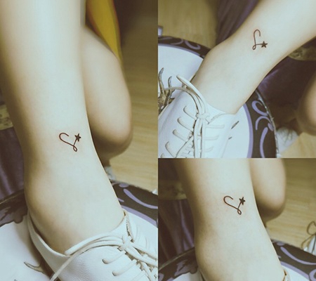小清新女生小腿星星小纹身图案