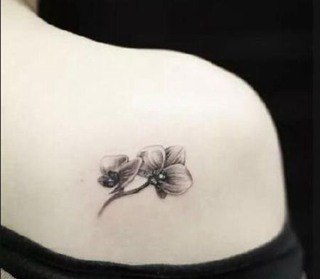 女生后背好看性感的君子兰纹身图案