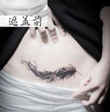 性感美女私密处羽毛图案剖腹产遮盖纹身缩略频道推荐图
