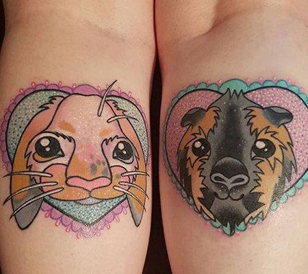 情侣手臂荷兰猪纹身图案