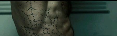 杰森·斯坦森侧腰小清新蛛网纹身图案