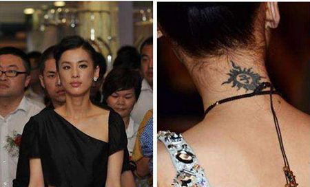 影视明星黄圣依颈部纹身图案