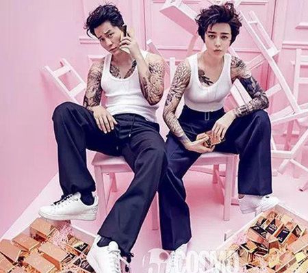 范冰冰李晨霸气花臂纹身图片