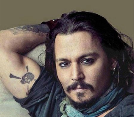 杰克船长约翰尼德普手臂骷髅刺青