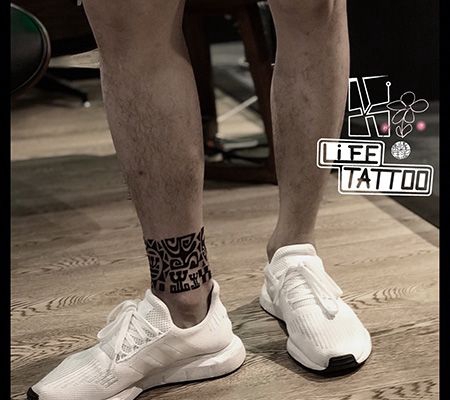 简约的玛雅图腾脚环纹身图案