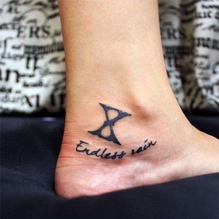 脚踝简单X字母纹身图案