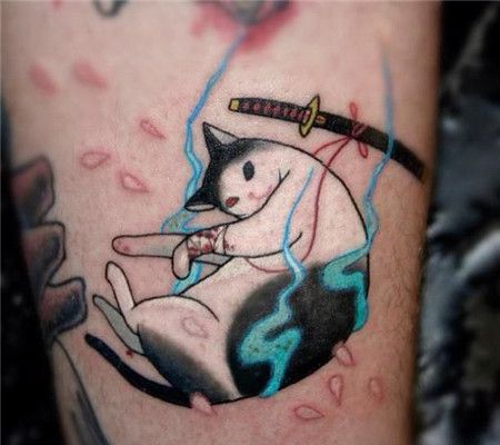 小腿猫咪纹身图案