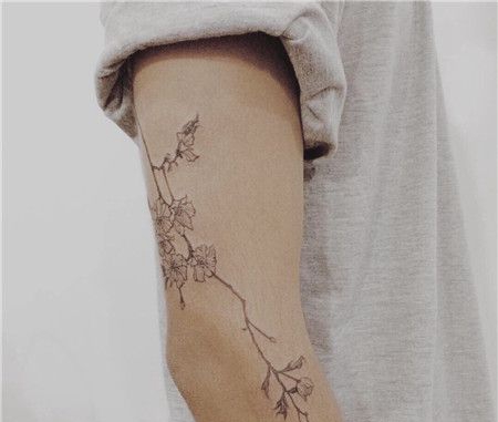 手臂简单的木兰花纹身图片