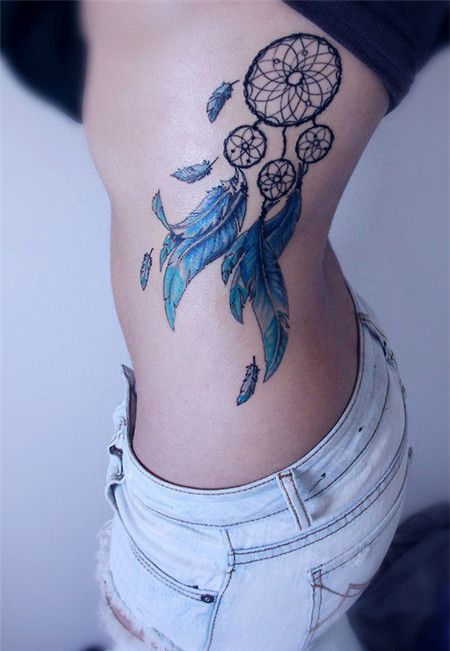 侧身梦之蓝捕梦网纹身图案
