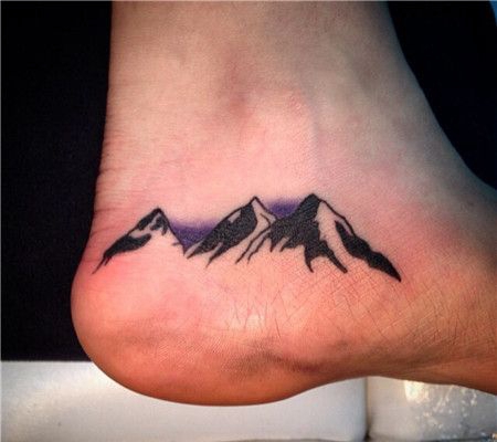 脚踝简约山脉纹身图案