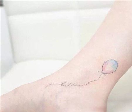 少女脚踝气球小清新纹身