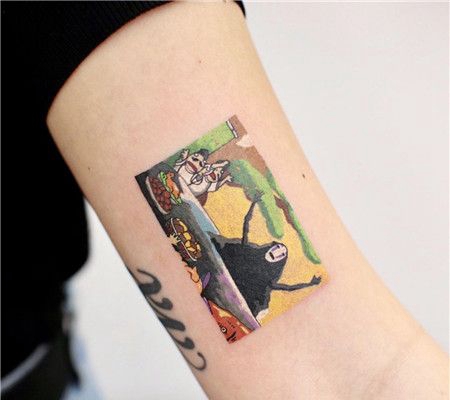 手腕卡通风格无脸男纹身