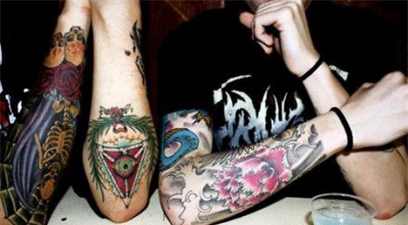 小臂蜘蛛网骷髅纹身图案