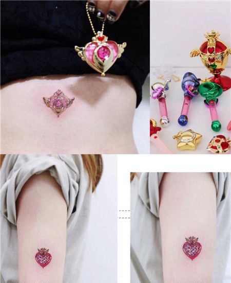 少女粉色水晶泫雅风纹身