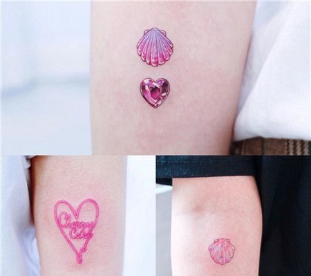 小清新粉色水晶泫雅风纹身