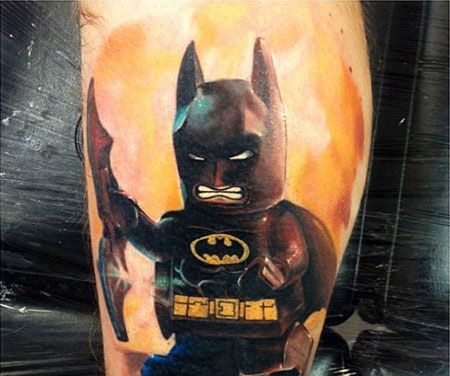 小腿蝙蝠侠乐高纹身图案