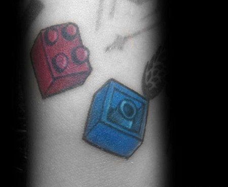 小臂乐高积木纹身图案