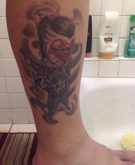 小腿社会猴纹身图案