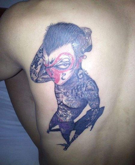 背部社会猴纹身图案