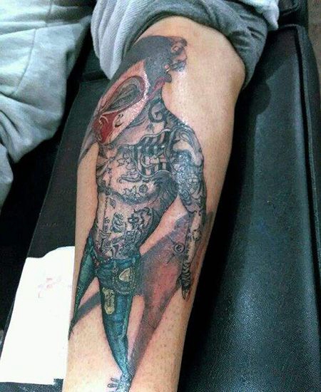 小腿个性的社会猴纹身图案