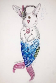 动物人鱼的一组创意水彩纹身素材图片