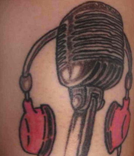 简笔画麦克风耳机纹身图案